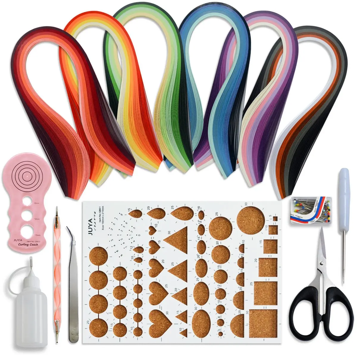Paper Width 3mm JUYA Tant Paper Quilling Set 1280 Strips 32 Colors 39cm Length//strips