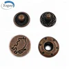 Factory Direct Custom Logo Small Round Debossed Antique Cooper Alloy Metal Snap Button