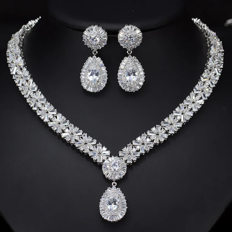 

clear AAA Zircon Luxurious oval shape good quality china wholesale jewelry set