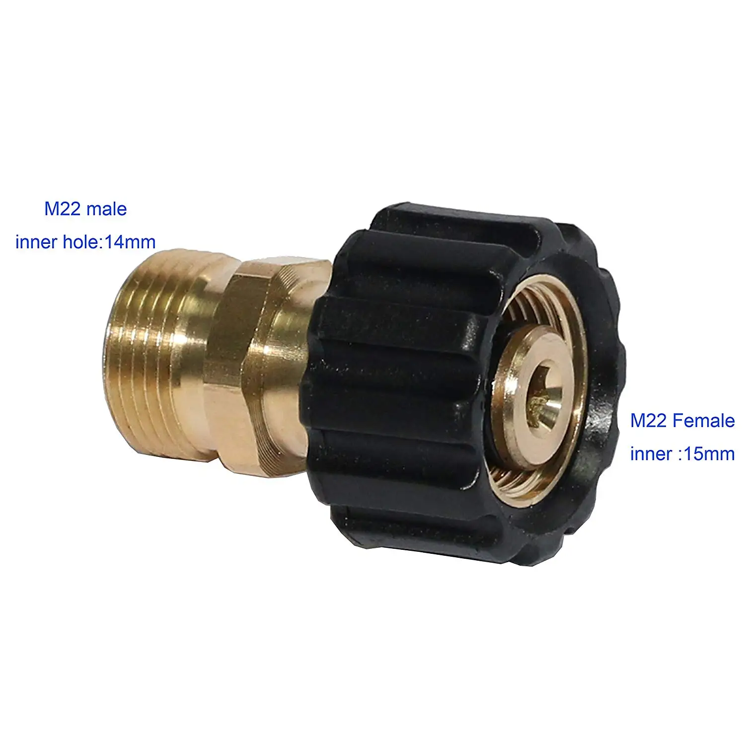 Metric M22 15mm Male Thread to M22 14mm Female Fitting 4500 PSI Mingle