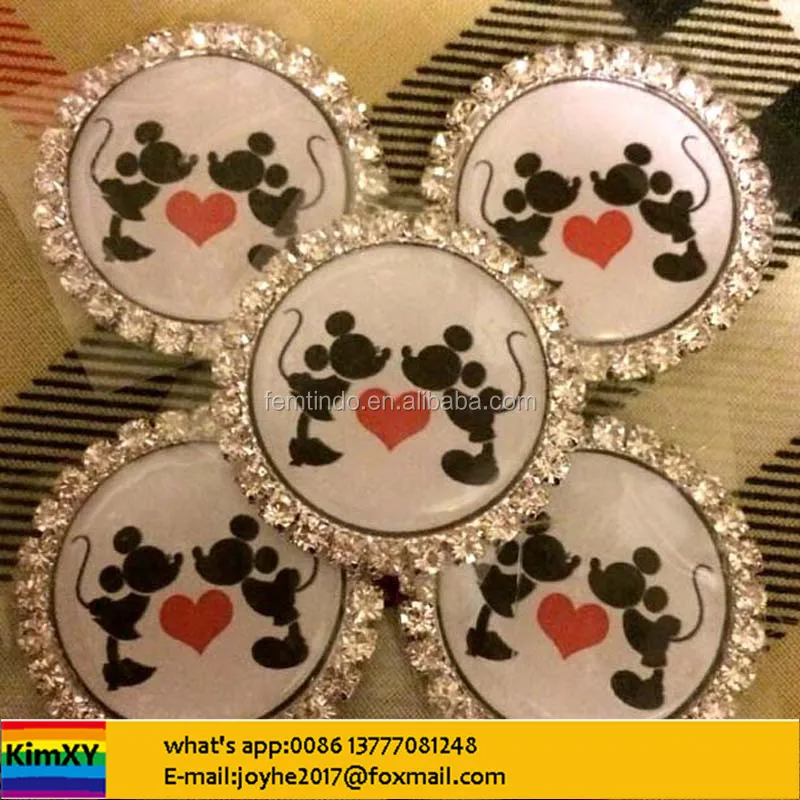 

Rhinestone Button mickey and minnie kissing center Cabochon Resin Flat Back for Hair Bow Center DIY 20mm ALRMB053, N/a