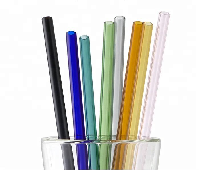 

Easy To Clean Borosilicate 18cmX8mm Colorful Straw Glass, Blue,yellow,green,pink,etc.