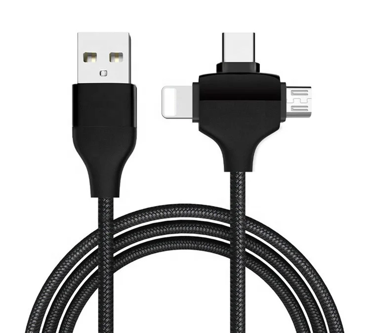 

SUNLINE 2018 Multifunctional 3in1 cable USB 2.0 Charging Charger Data Sync usb data cable to Type-c Micro 8pin Charging, Black;white