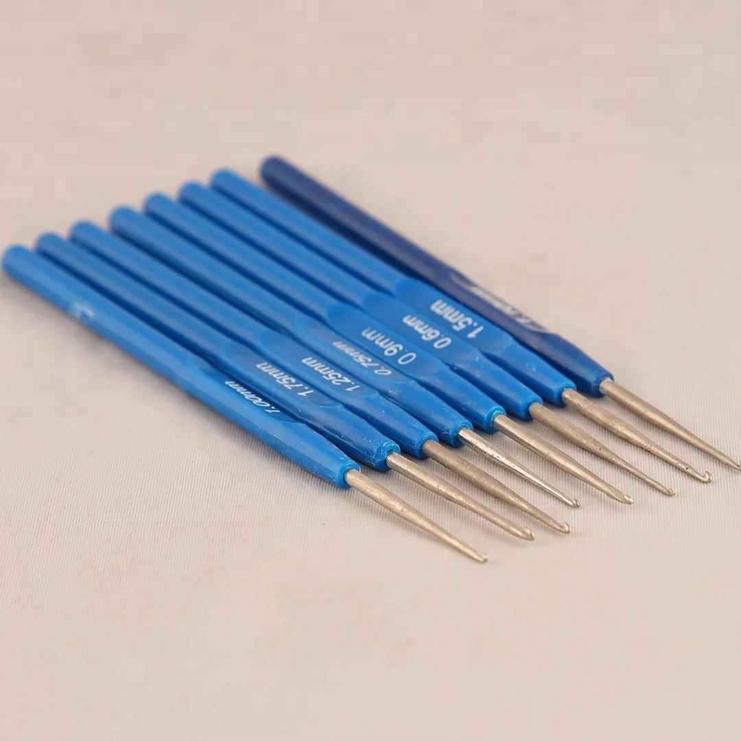 Stainless Steel Crochet Hooks Plastic Blue Handle 14cm Buy Custom