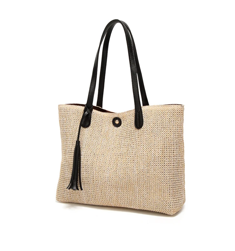 

2019 Fashion casual Style Straw single shoulder Women Bag Summer Handmade Woven Beach tote bag for Women