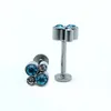Internal Threaded Piercing Labret with Bezel Set Rose Crystal Cluster Top