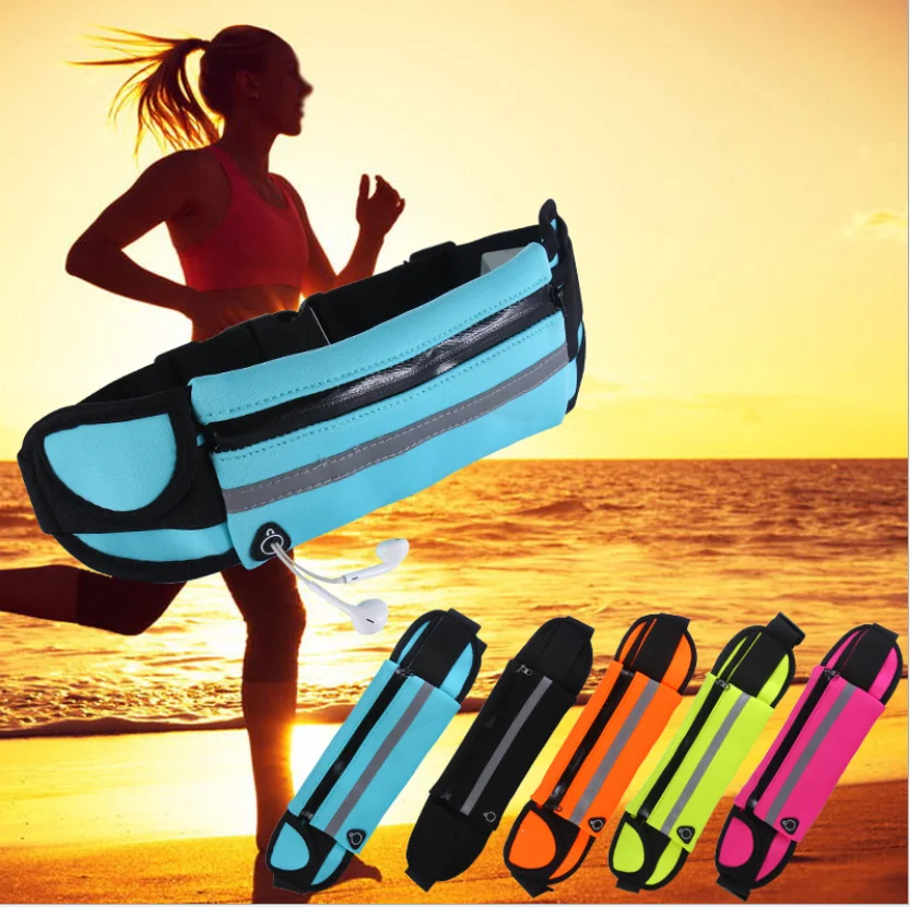 

Adjustable elastic neoprene waterproof fitness colorful fanny pack belt running sports waist bag, Blue,red,pink,black,etc.