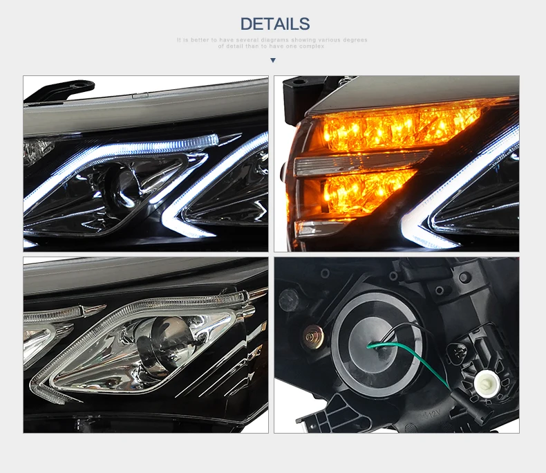 Vland manufacturer for car lamp for COROLLA head light for 2014-2018 for LED head lamp with turn signal+DRL