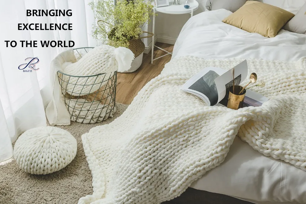 Handmade 100 Chunky Acrylic Blanket Throw Knitted Giant Blanket Soft