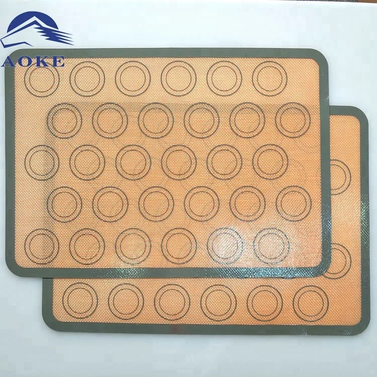 

heat resistant Silicone Macaron Baking Mat - 2-Pack silicone fiberglass baking mat silicone baking mat for bread and cake, Brown and grey