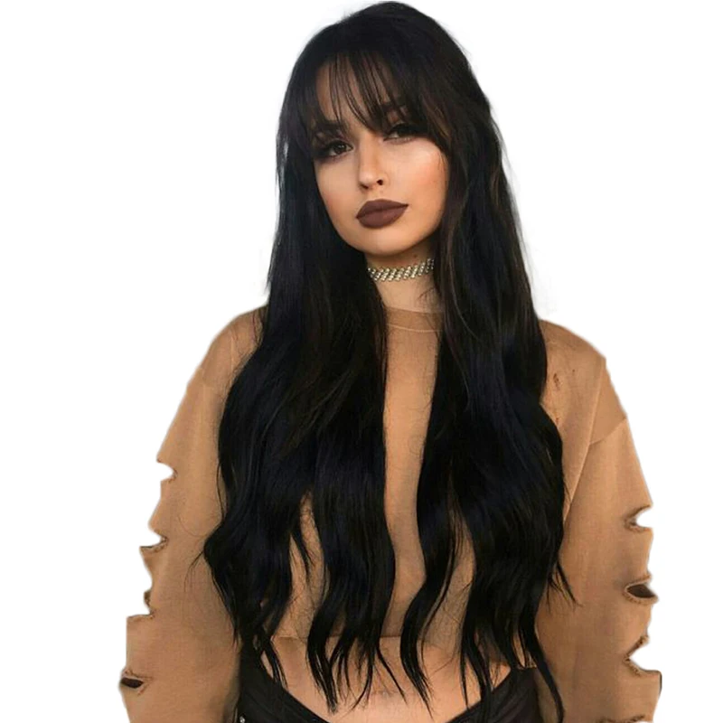 

Virgin Brazilian Human cuticle aligned Hair straight lace front wig with bangs, N/a