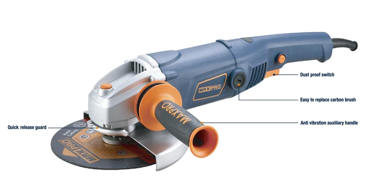 MAXPRO MPAG1350/150Q High quality 150mm 1350W Electric Angle Grinder with Anti-vibration auxiliary handle