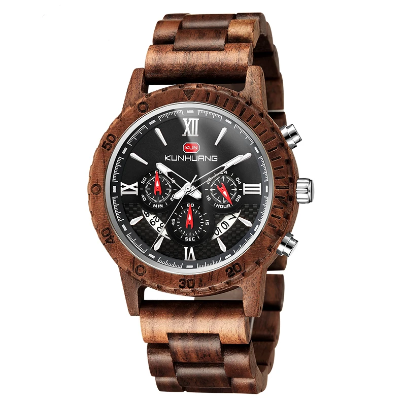 

Wholesale natural wood material mens wrist watches wood watch for male
