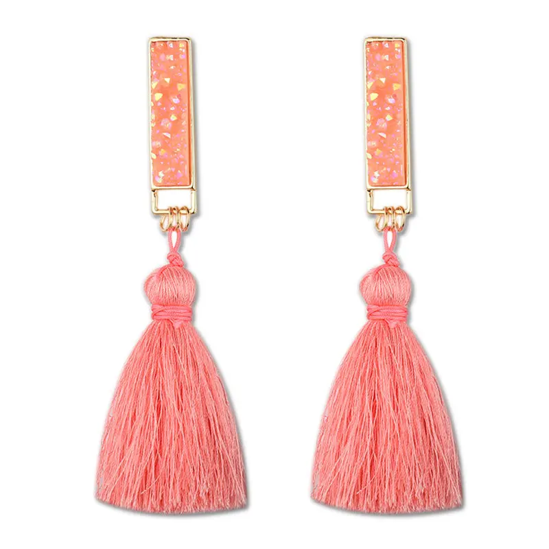 

2019 Spring New Color Acrylic Druzy Drop Earring Women Tassel Earring for Jewelry Gifts, Multicolors