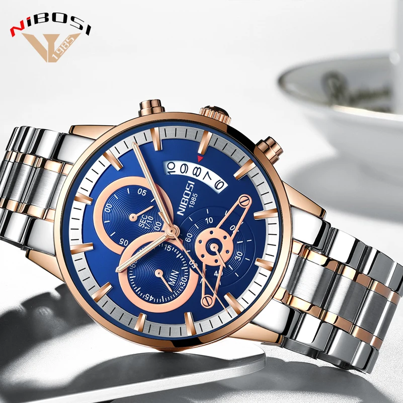 

NIBOSI Relogio Masculino Men's Gold Mens Watches Top Brand Luxury Full Steel Chronograph Watches Man 2018 Reloj De Hombre Custom, N/a