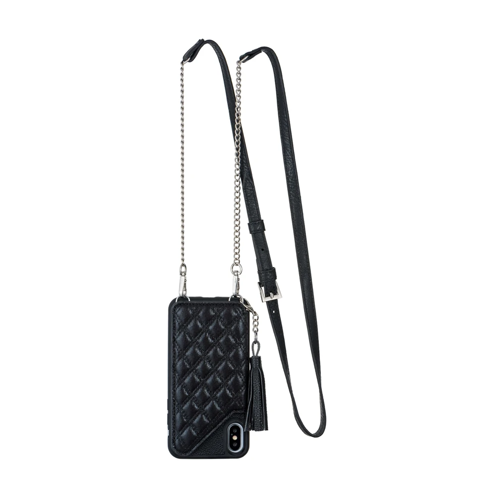 

C&T Luxury Crossbody Design Credit Card Holder With Strap Anti-Scratch Folio Flip PU Leather Protective Case for iPhone X