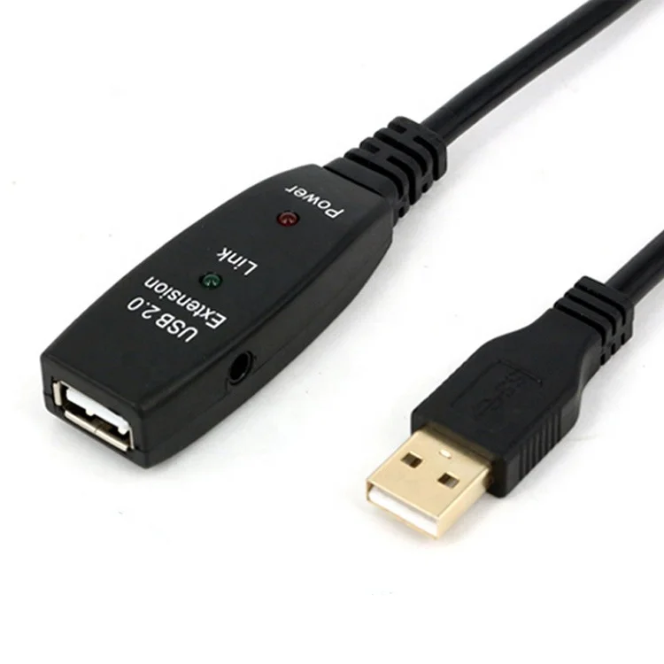 

5M 10M 15M 2USB Extension Cable USB2.0 Active Repeater A Male to A Female Long Cables With Signal Booster, Black