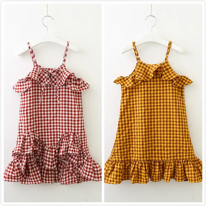 

Wholesale Girls mustard pink Ruffle dress For 2-7 Years Free Shipping (Can Pick Size)