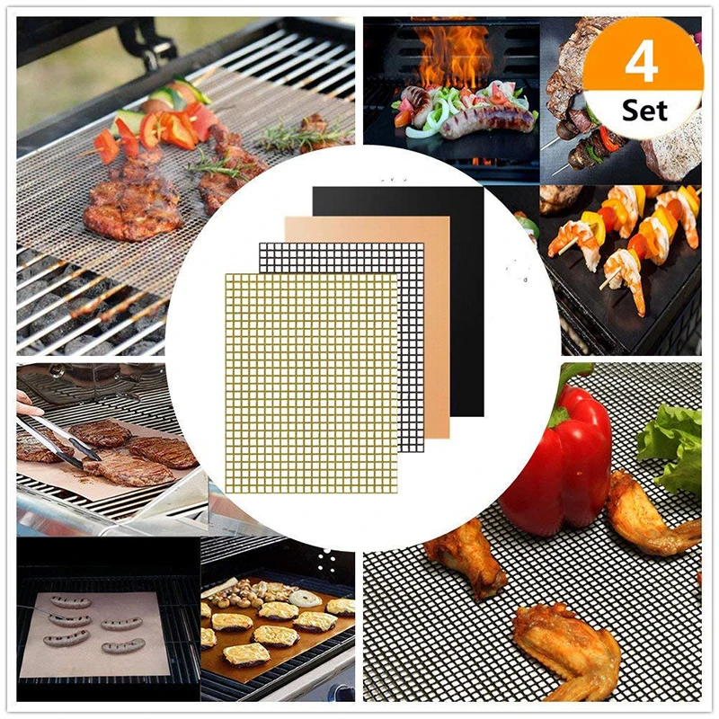 Bbq Grill Mesh Sheet Nonstick Cooking Ptfe Bbq Mesh Mats For Outdoor