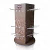 Rotatory 4 sides cardboard counter display stands for jewelry, corrugated countertop pegboard display with hooks