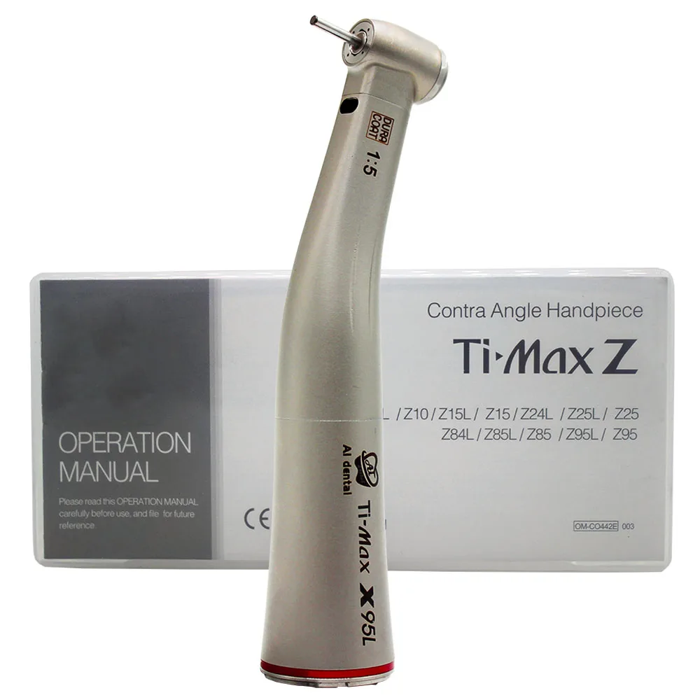 

Dental 1:5 Electric Fiber Optic Contra Angle Handpiece TI Max X95l Speed Increaser push button chuck, Red