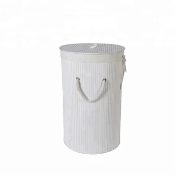 bamboo folding round collapsible hamper custom laundry larger basket