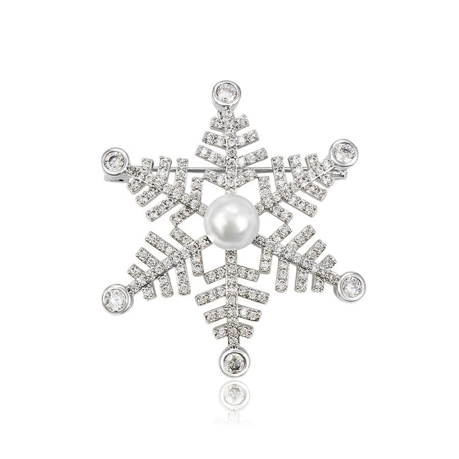 00035 Xuping crystal snowflake brooch, pearl 5A zircon inlayed Women Fashion Accessories