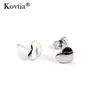 Cheap Design Mill Finish White Gold Plated Heart Stud Earrings without Stones