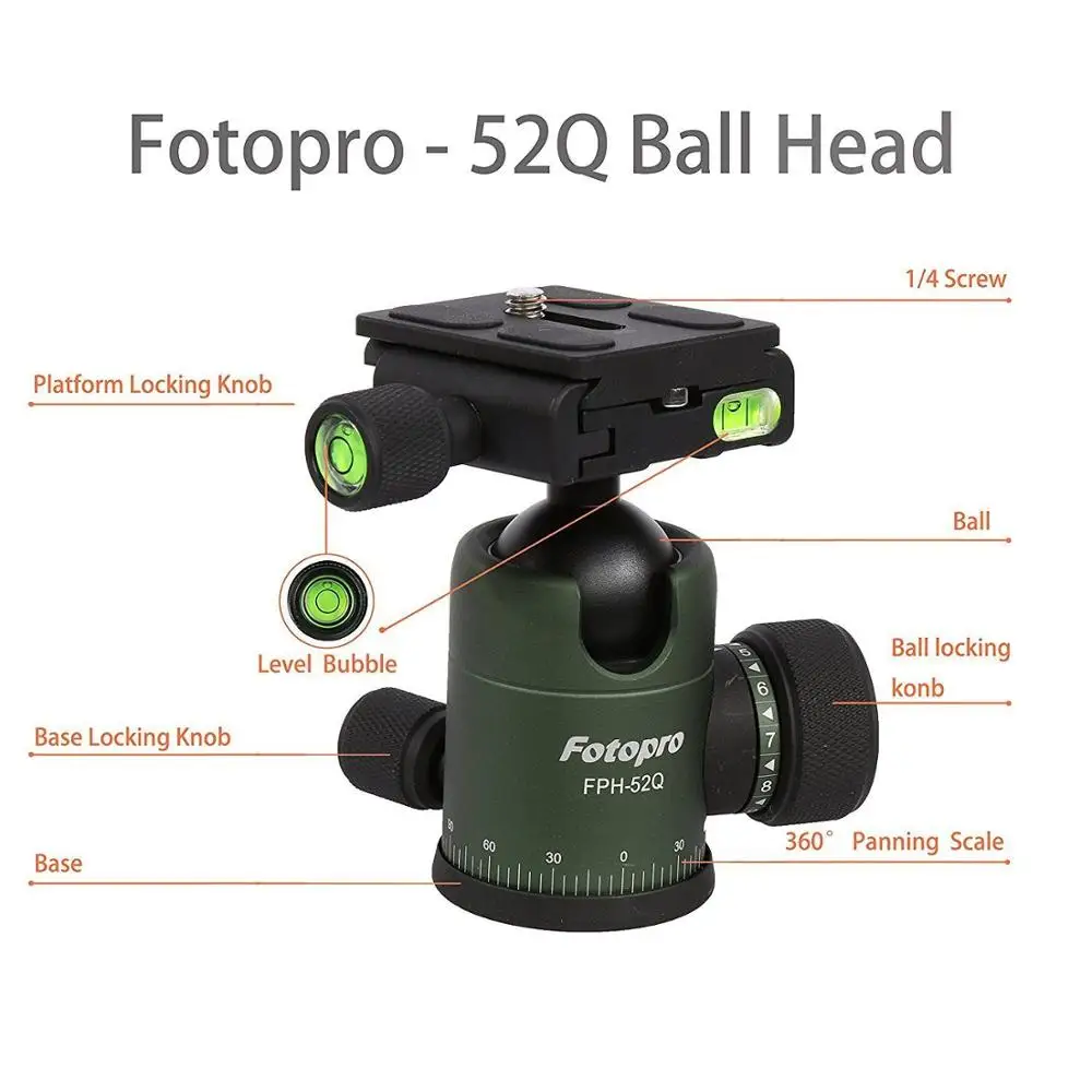 
FOTOPRO Professional heavy duty aluminum mirrorless camera tripod for dslr Camera 