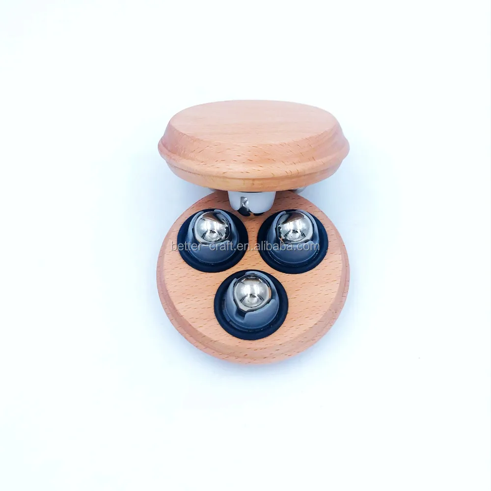 Wooden Roller Massager 3 Stainless Steel Balls Handheld Body Massage