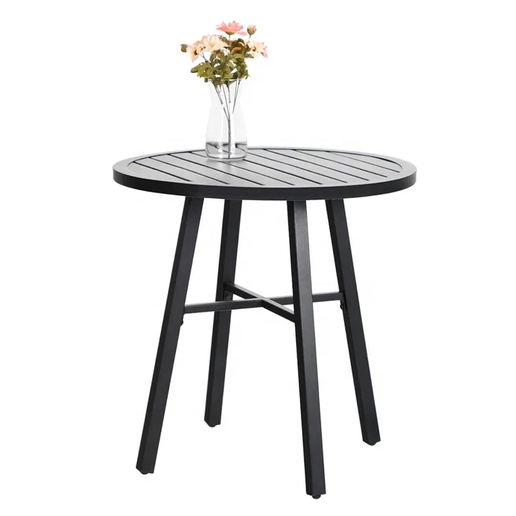 
3 pieces black stylish modern fence design patio outdoor metal table and chairs 