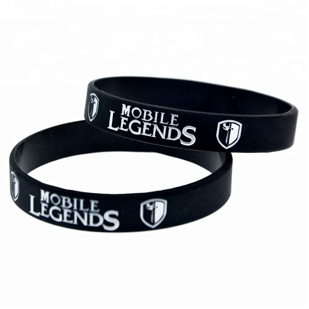 

50PCS Debossed and Filled in Color Mobile Legends Silicone Wristband for Gamers, Black