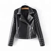 Wholesale Black Motorcycle Punk Studded Leather Jacket For Ladies