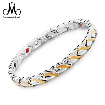 

2017 New Gold Bracelet Designs Germanium Bio Magnetic Stainless Steel Titanium Bracelets, As the piture