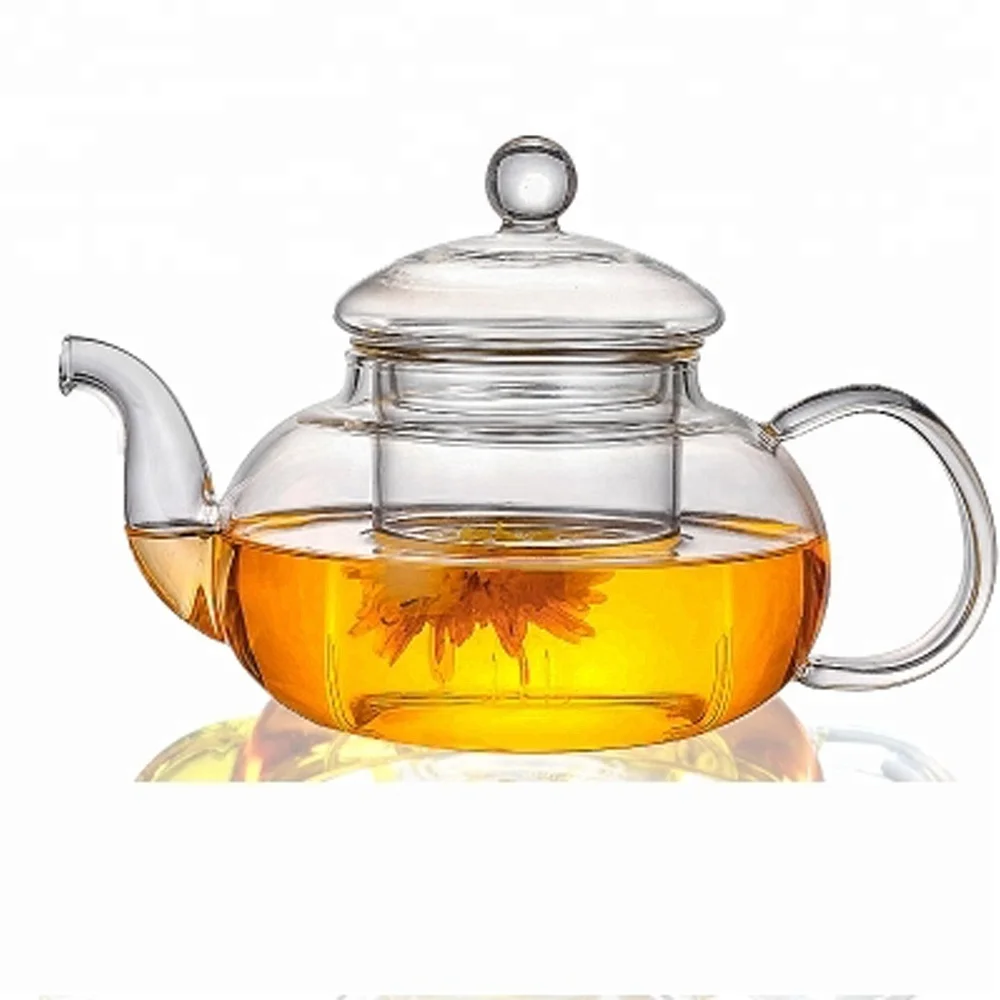 

800ml Best Seller Teaware Ultra Clear Borosilicate Glass Tea Pot with Infuser for Blooming Tea