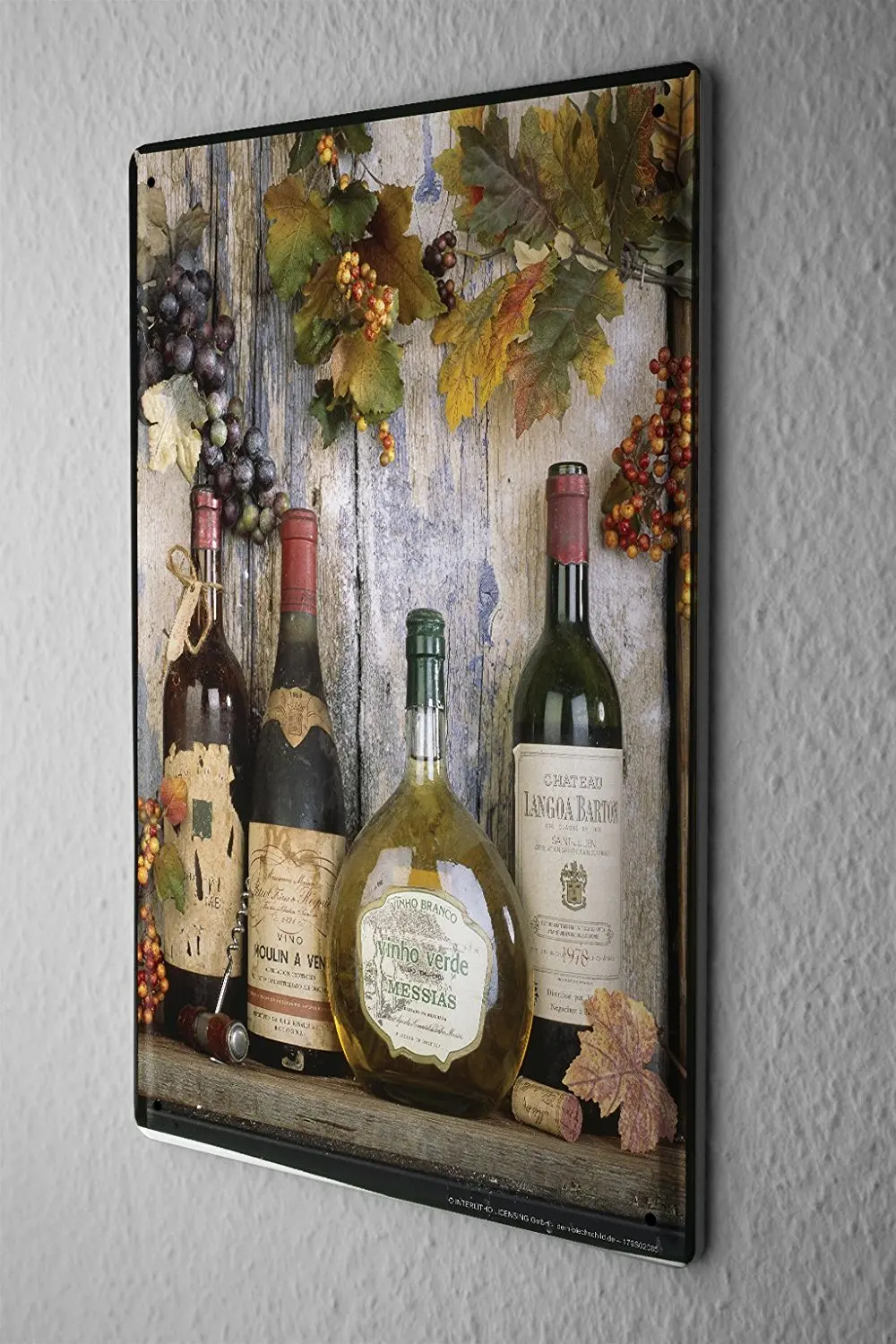 Nostalgic Tin Sign Alcohol Retro Deco Wine bottle grapes Metal Plate 8X12