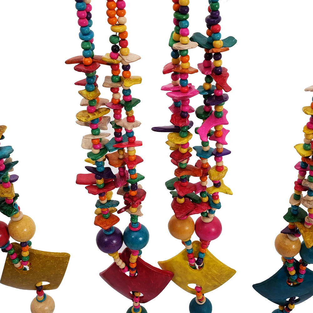 Oem Wholesale Multi Color Coconut Shell Knit Handmade Ethnic Pendant Bohemian Wood Beaded 8816