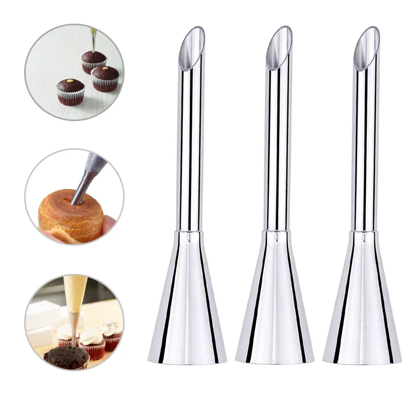 

stainless steel cupcake puffs injection Russian syringe cream icing piping nozzle tip Puff nozzle tip pastry tool, Metal color