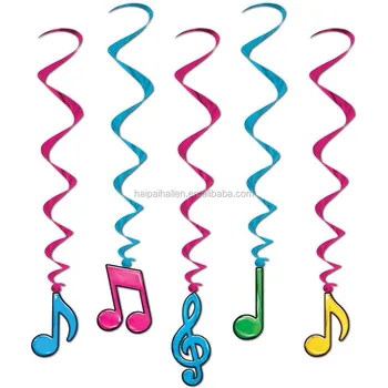 Coloured Music Notes Hanging Swirl Ceiling Dangling Danglers