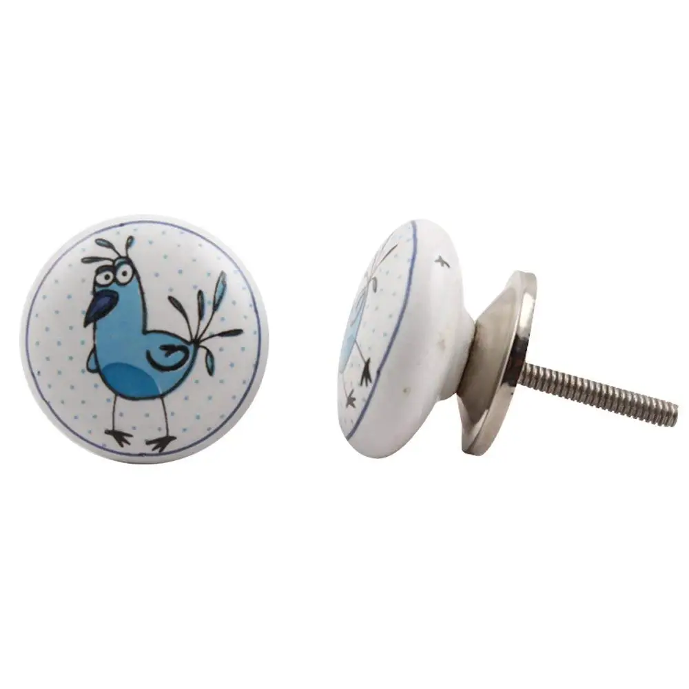 Indianshelf Handmade 8 Piece Ceramic Multicolor Cock Kid Dresser/Door/Cabinet Knobs/Pulls (KID-26)