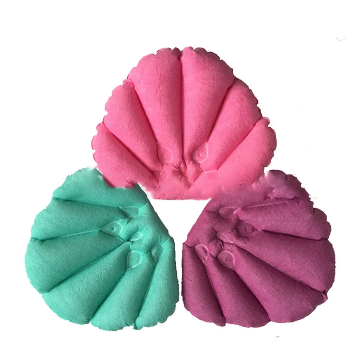 Soft Bathroom Pillow Home Comfortable Spa Inflatable Bath Cups Shell Shaped Neck Bathtub Cushion Bathroom Accessories