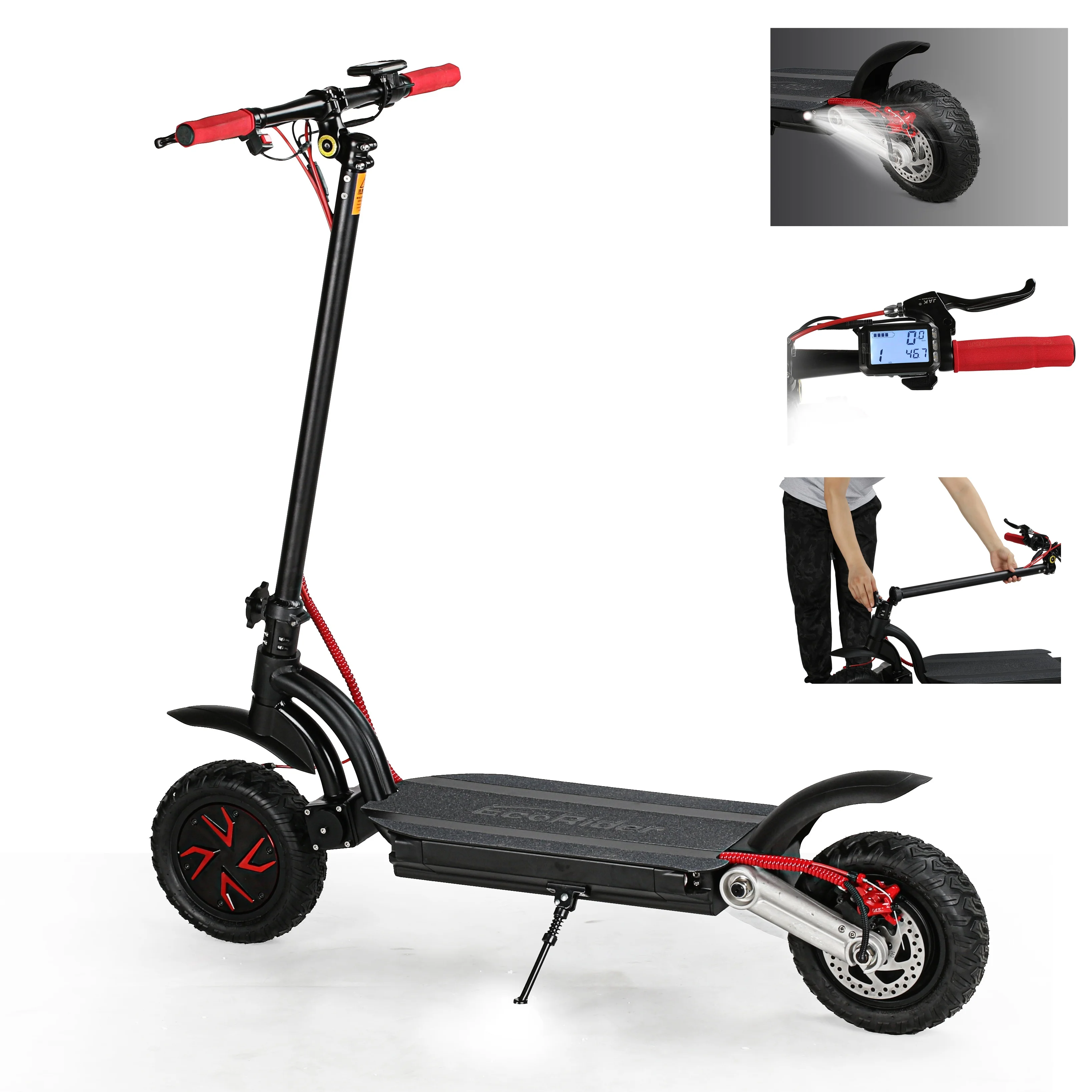 

EcoRider E4-9 China high speed off road foldable dual motor electric scooter 3000w 60v electr adultscooter, Black