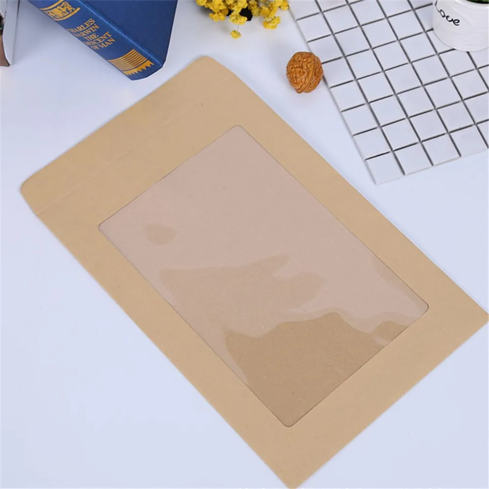 Enveloppe En Papier Kraft Avec Fenêtre,Taille Personnalisée,1 Pièce