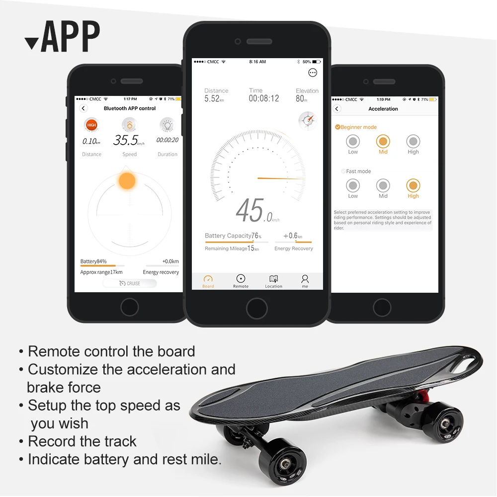 
Top quality e skateboard 35kmh electric skateboard power skateboard 900W handheld skate board 