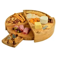 

Picnic at Ascot Vienna Bamboo Cheese Board with Cheese Tools Spirals from a Compact Wedge to 18" Diameter USA Patented Quality