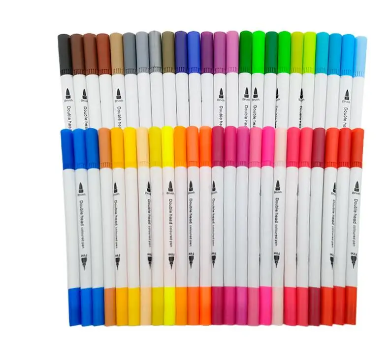 
Dual Tip Brush Pens 24 Pack Color Fine Pen Felt Tips Sketch Coloring Marker Set  (60764892477)
