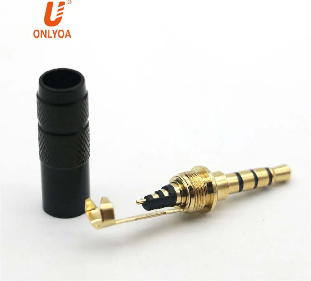 4 Pin 3.5mm Male Gold Plated Waterproof Stereo Speaker Jack Connector