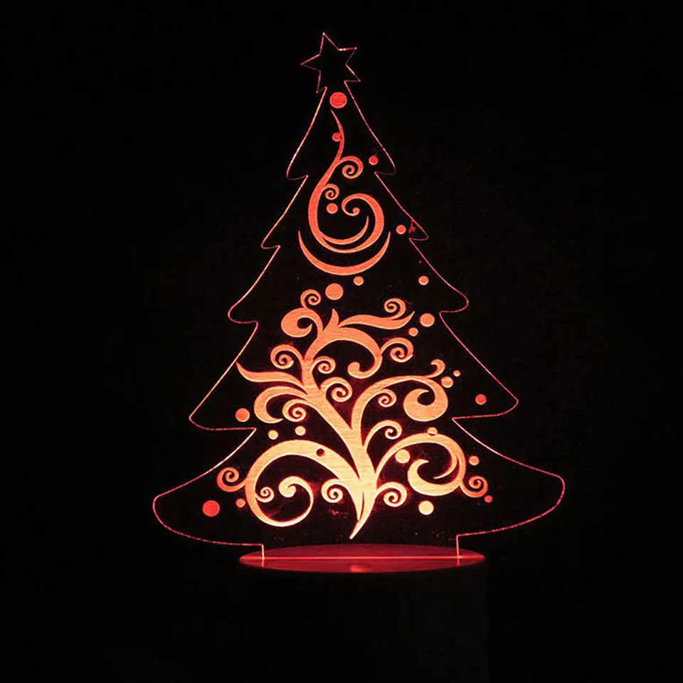 Amazing Customized design Christmas tree Children Gifts Multicolor Change Illusion 3d LED Night Light Lamp With USB Charging