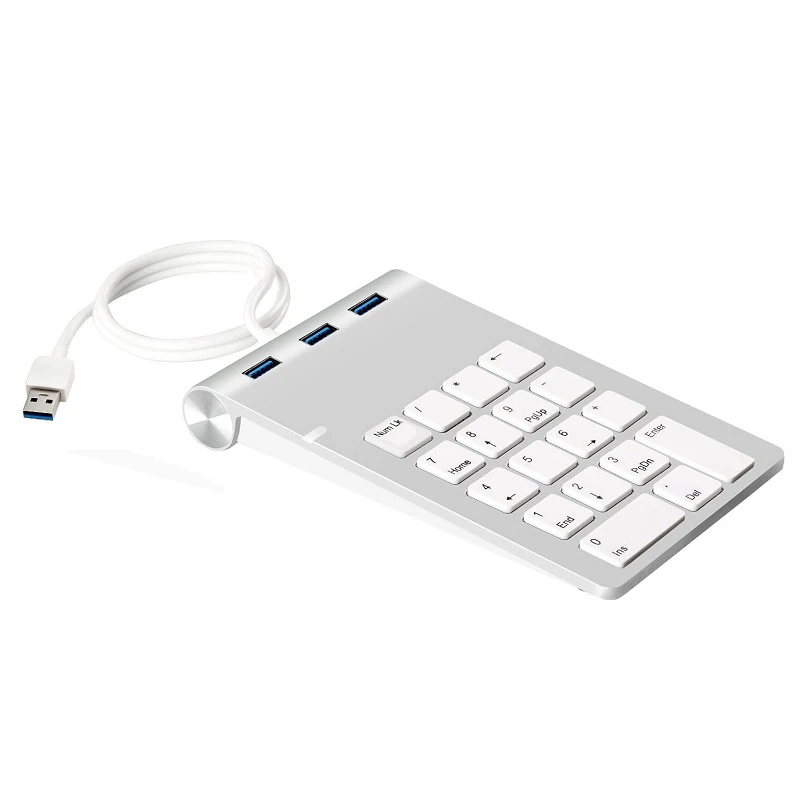 

Rocketek OEM USB Metal Numeric Keypad with Led USB 3.0 hub 3-port Aluminum case, Silver
