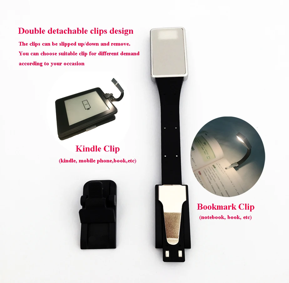 USB Rechargeable Book Light Flexible Clip Led Reading Light For Bookmark,Kindle